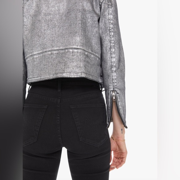 NWT Mother Denim The Moto Jacket Friday Night Freestyle in Metallica Silver - Picture 5 of 9